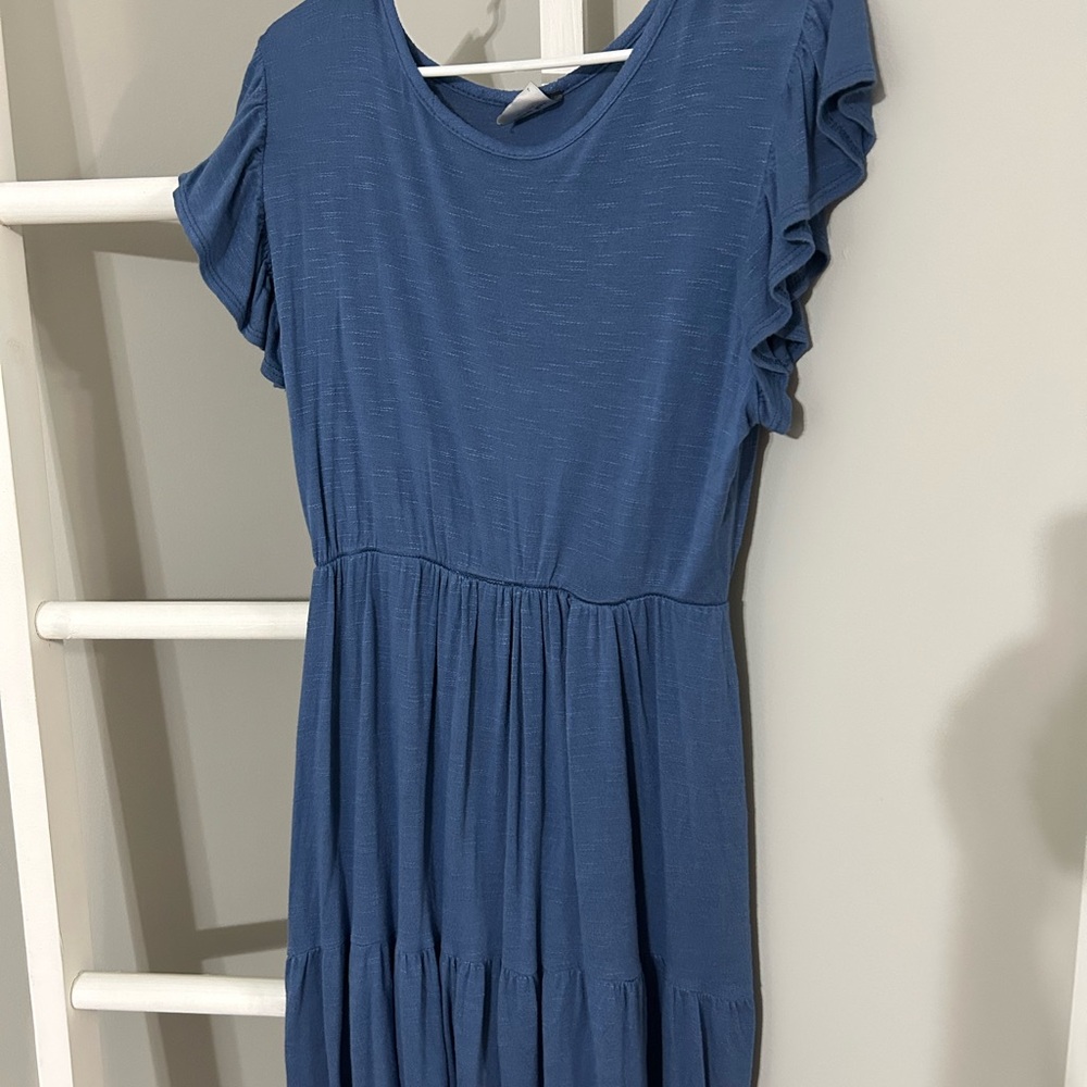 Blue Ruffle Sleeve Dress